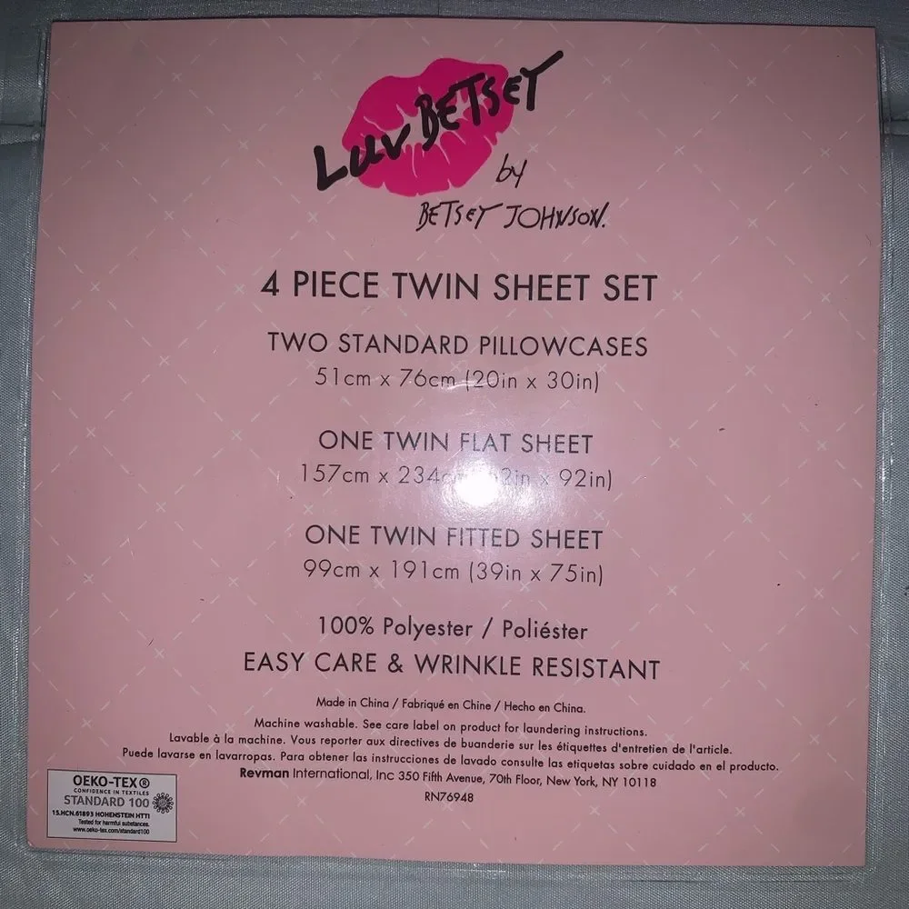 NWT Betsey Johnson Pastel Green Twin Sheets
